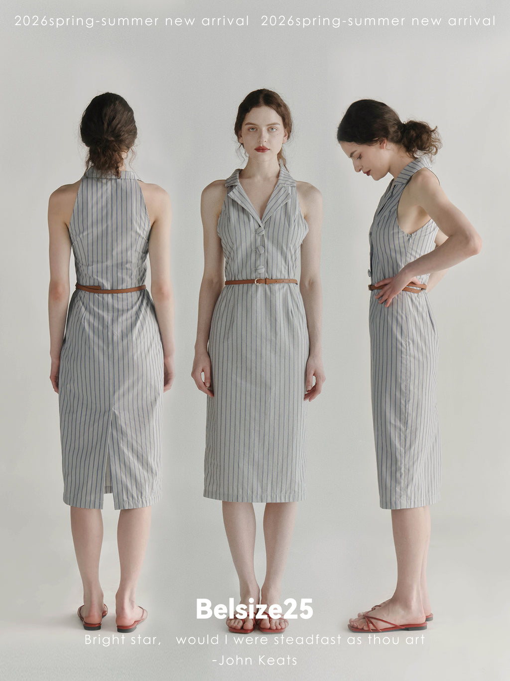 Blue Horizon Striped Tailored Midi Dress