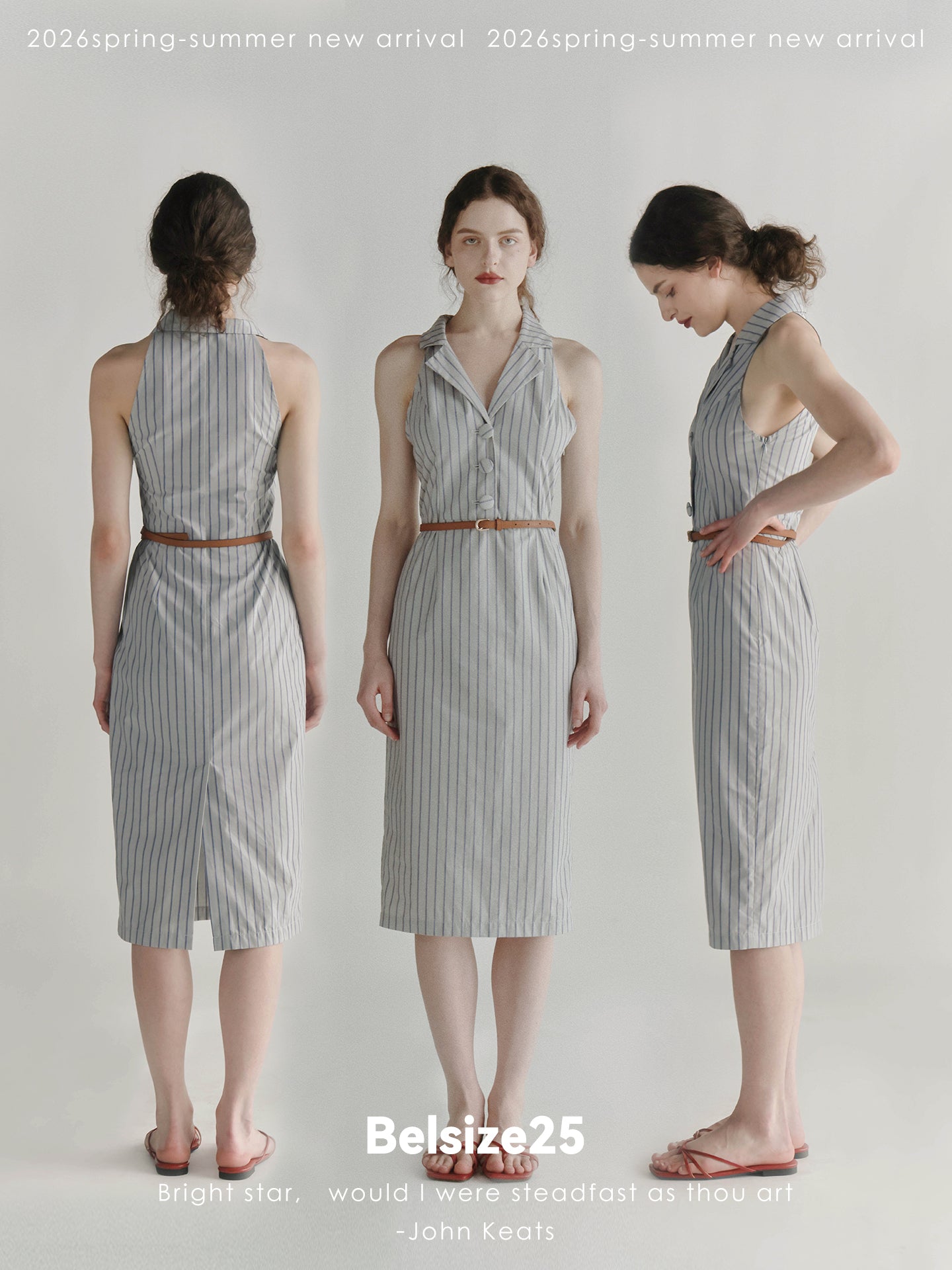 Blue Horizon Striped Tailored Midi Dress