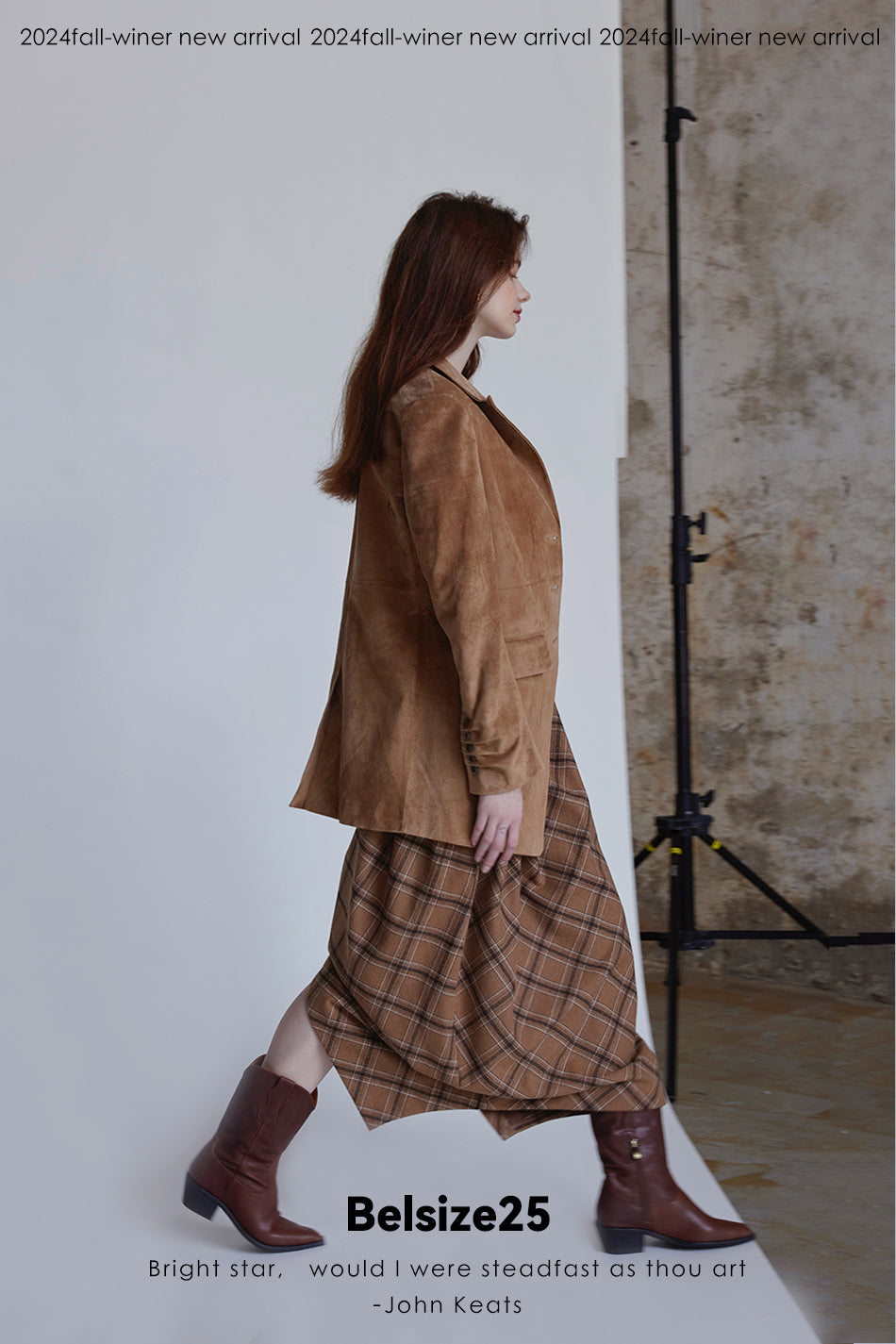 Nuback suit Pigskin suede Maillard lapel H-line mid-length suit jacket
