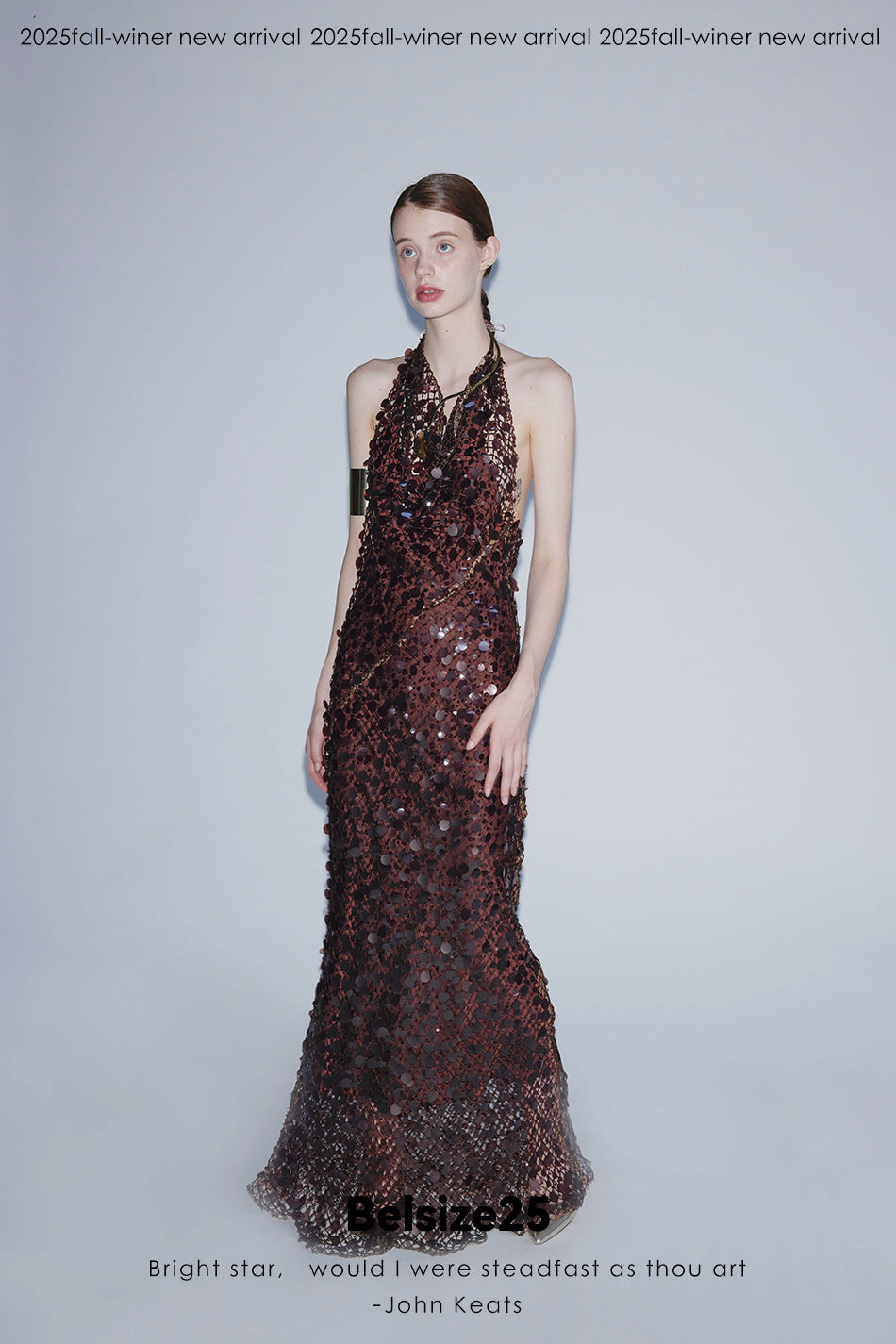 Mayfair Series 2 Heavy-duty mesh sequin halter neck evening gown