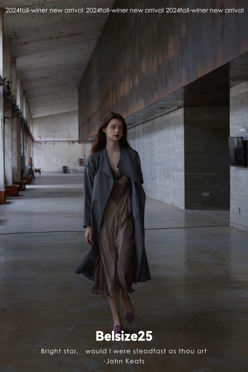 Dove suade Pigeon Grey Sheepskin Stand Collar Single-Button Loose Mid-Length Trench Coat