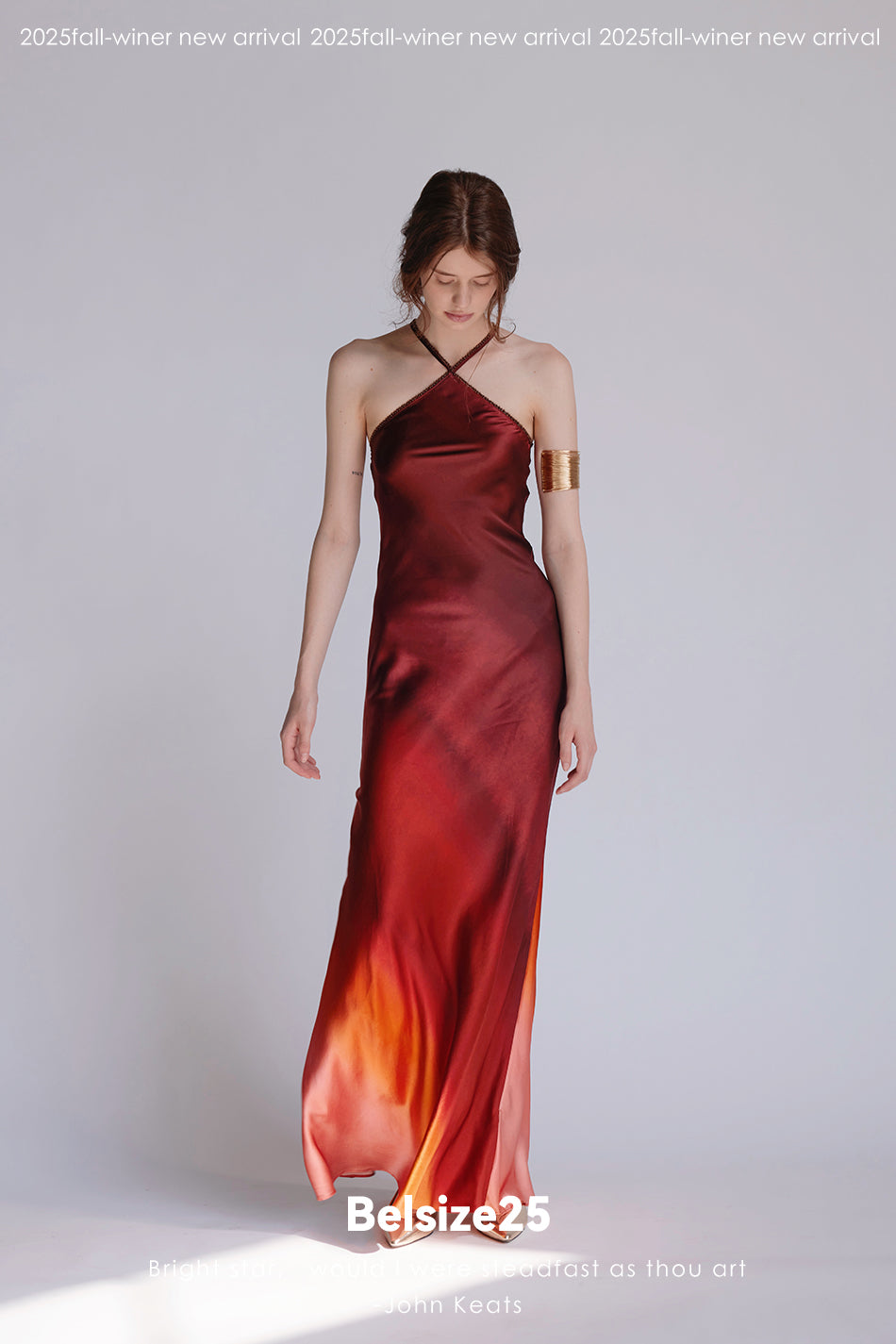 Flash Dress Exclusive gradient print halter neck gown made of heavyweight silk