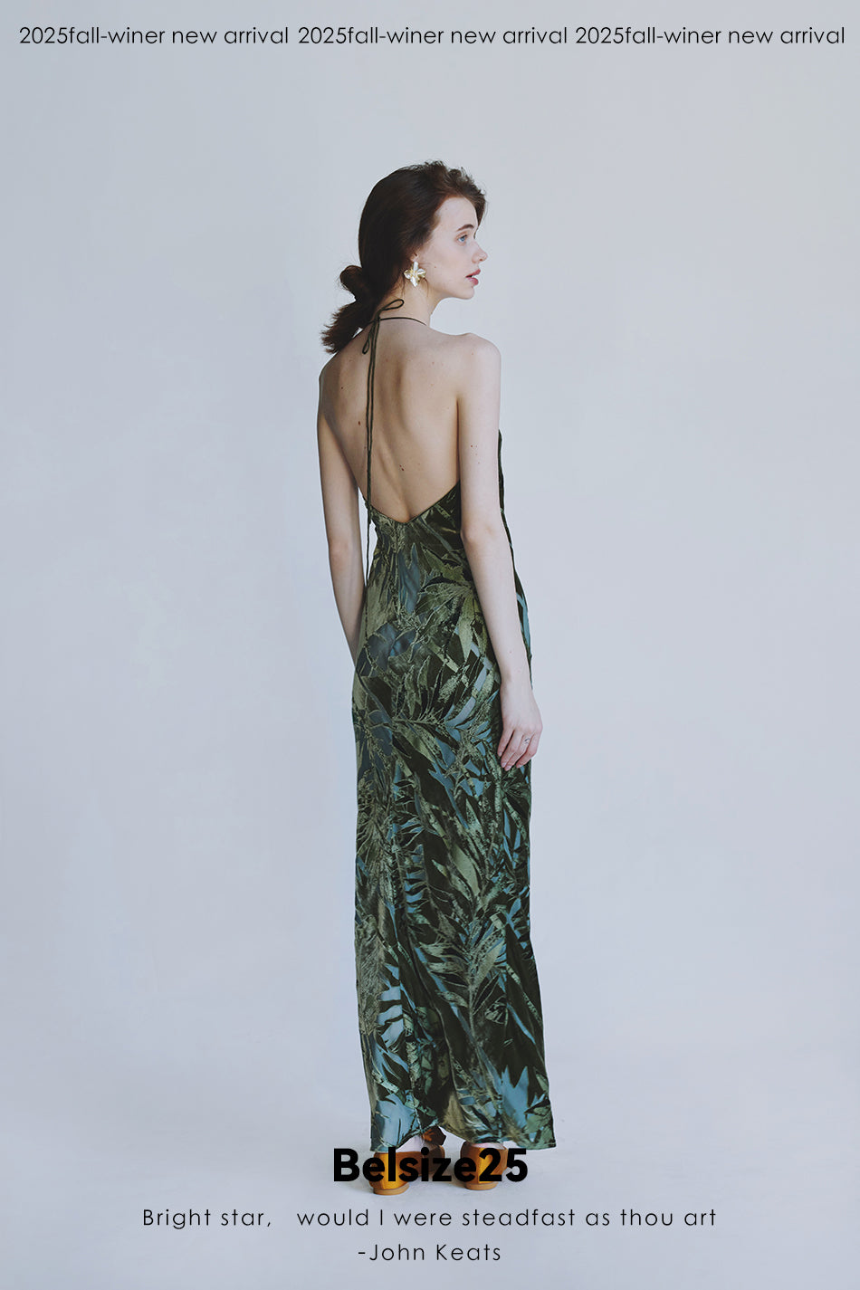 Mayfair Series 2 Silk jacquard velvet halter neck backless V-neck evening dress