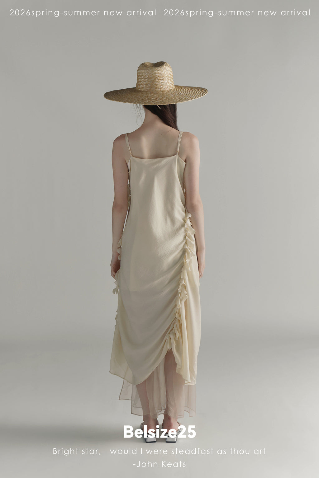 Sea Foam Ruffle Silk Dress