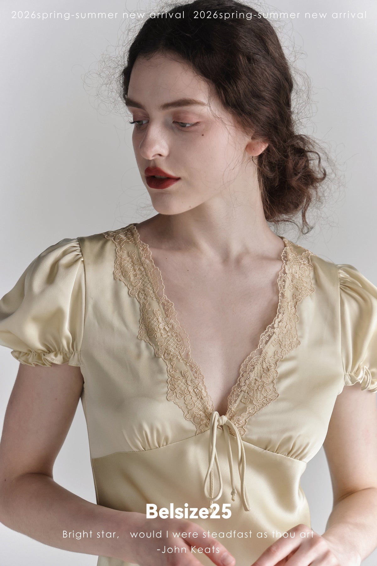 Buttercream Lace Trim Puff Sleeve Midi Dress