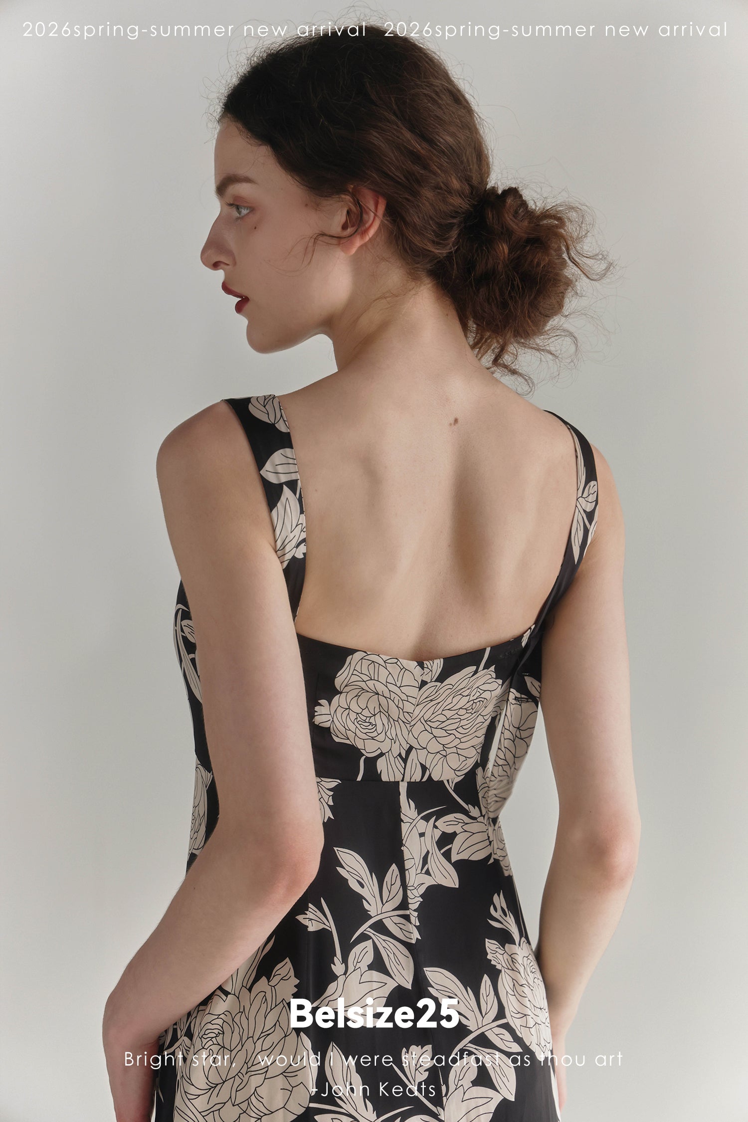 Black & Cream Floral V-Neck Midi Dress