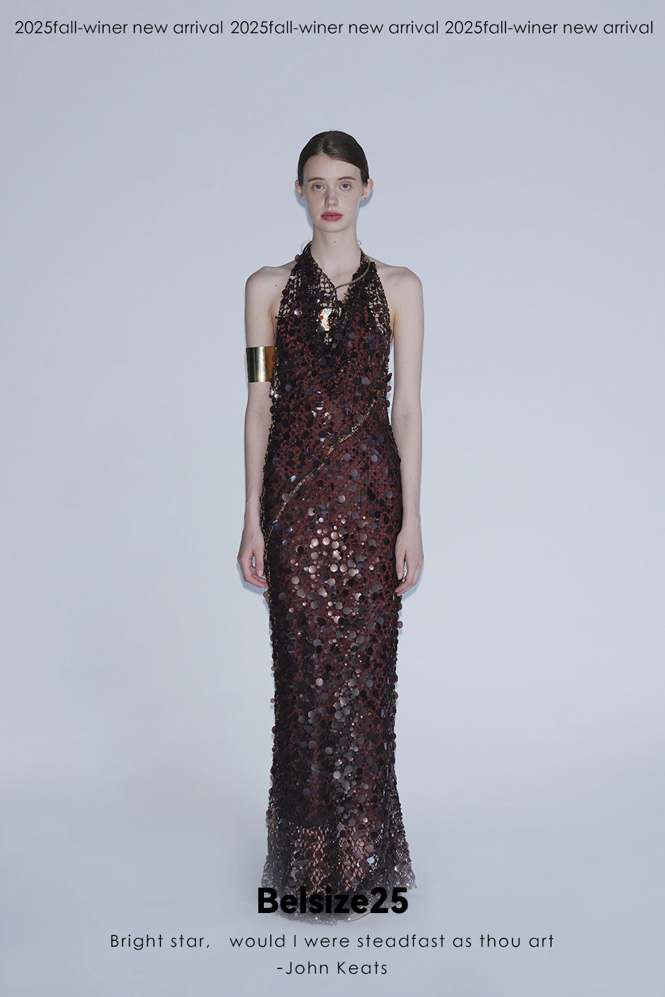 Mayfair Series 2 Heavy-duty mesh sequin halter neck evening gown
