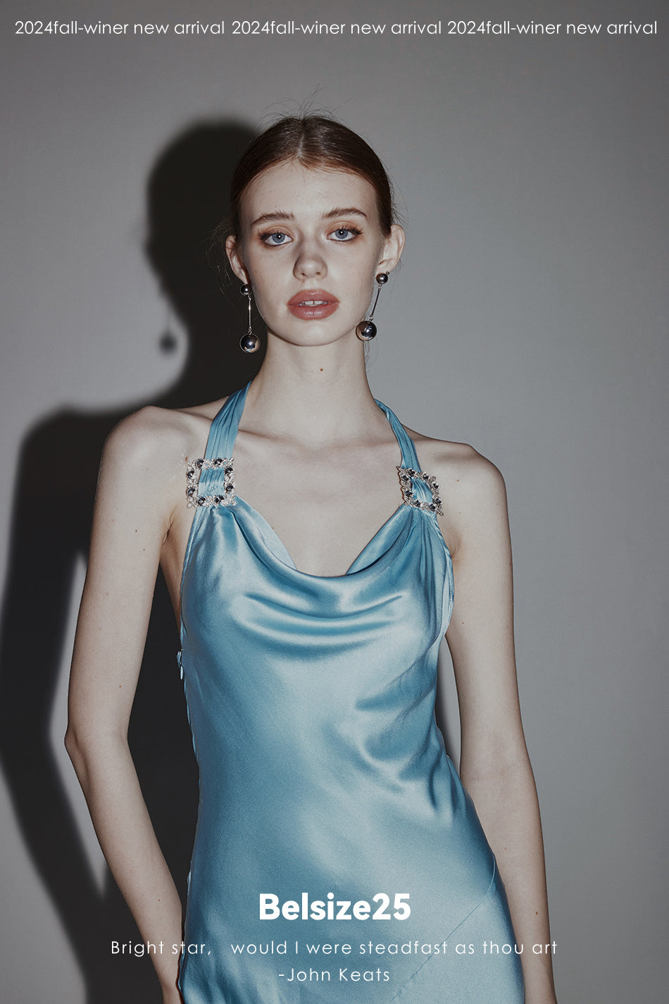 Mayfair series—crystal square Crystal square buckle halter neck dress