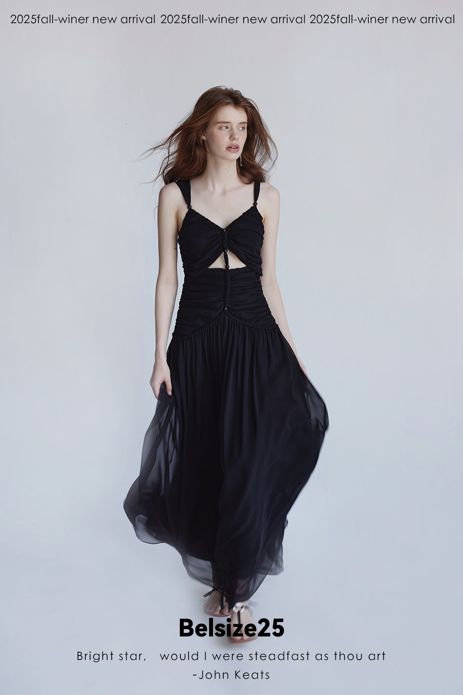 Silent Mode Series Silk resort dress with hand-woven rope floor-length straps