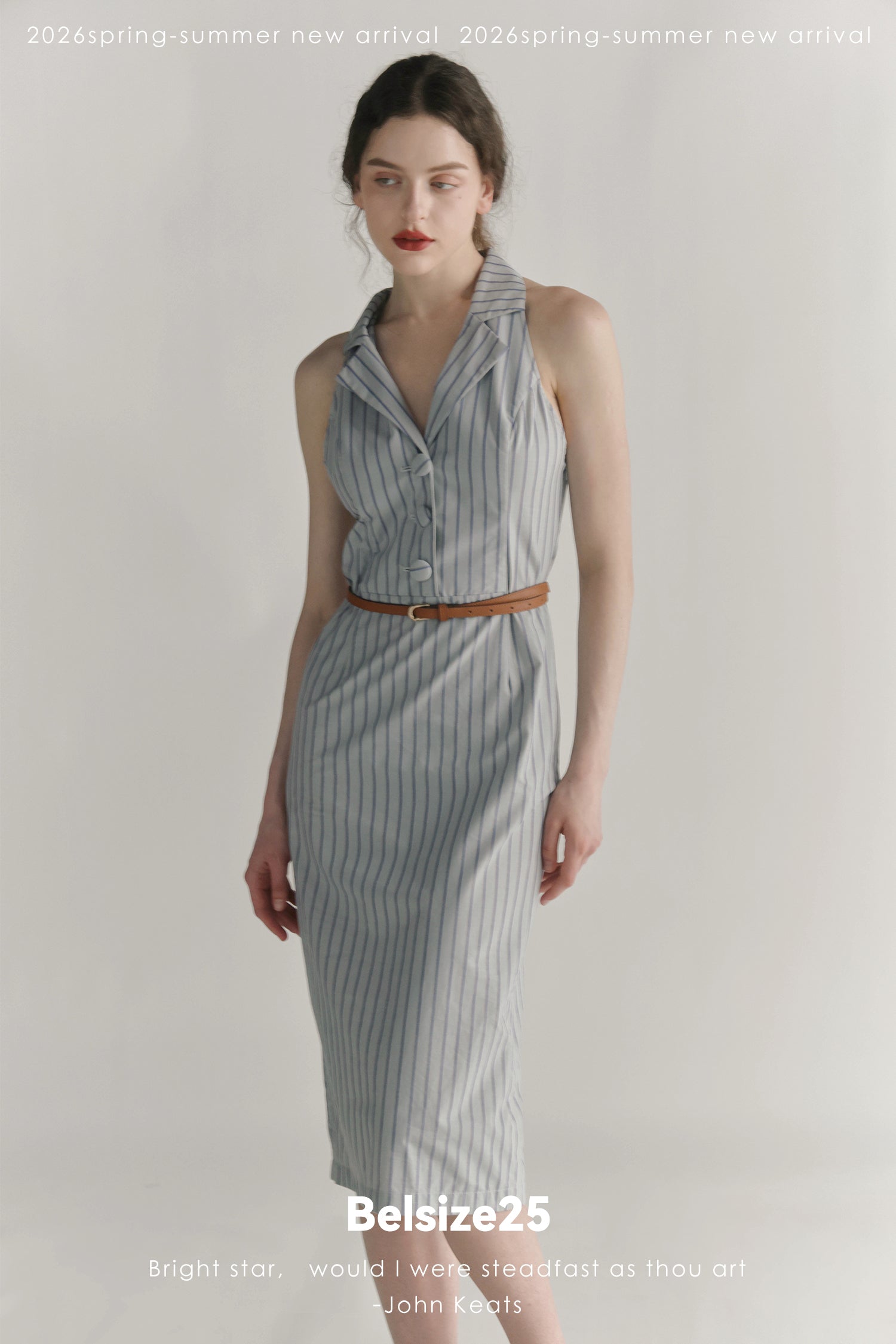 Blue Horizon Striped Tailored Midi Dress