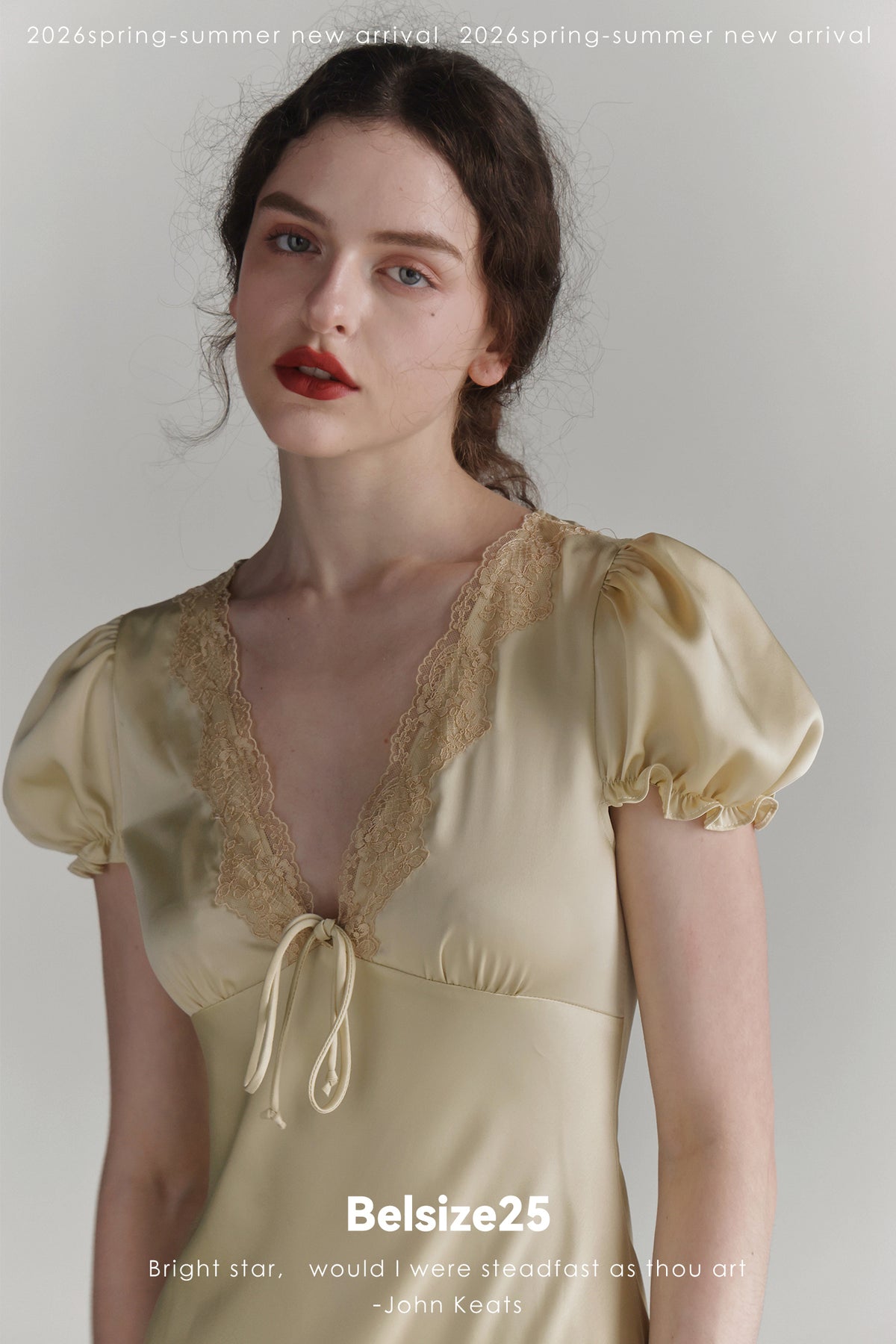 Buttercream Lace Trim Puff Sleeve Midi Dress