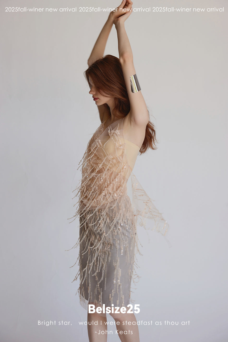 Mayfair Series 2 Sequined beaded tassel mesh cover-up double-layer deconstructed skirt