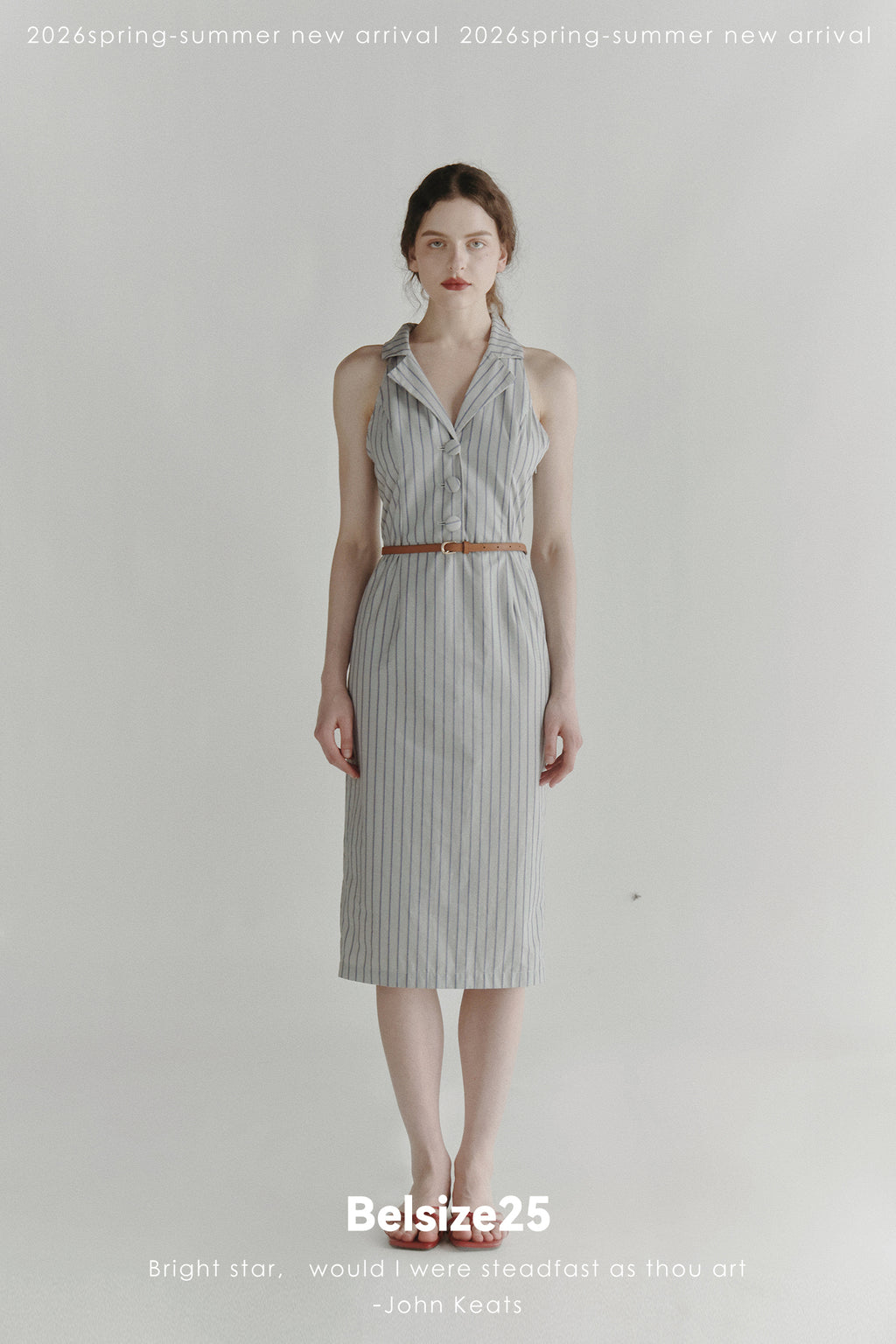 Blue Horizon Striped Tailored Midi Dress