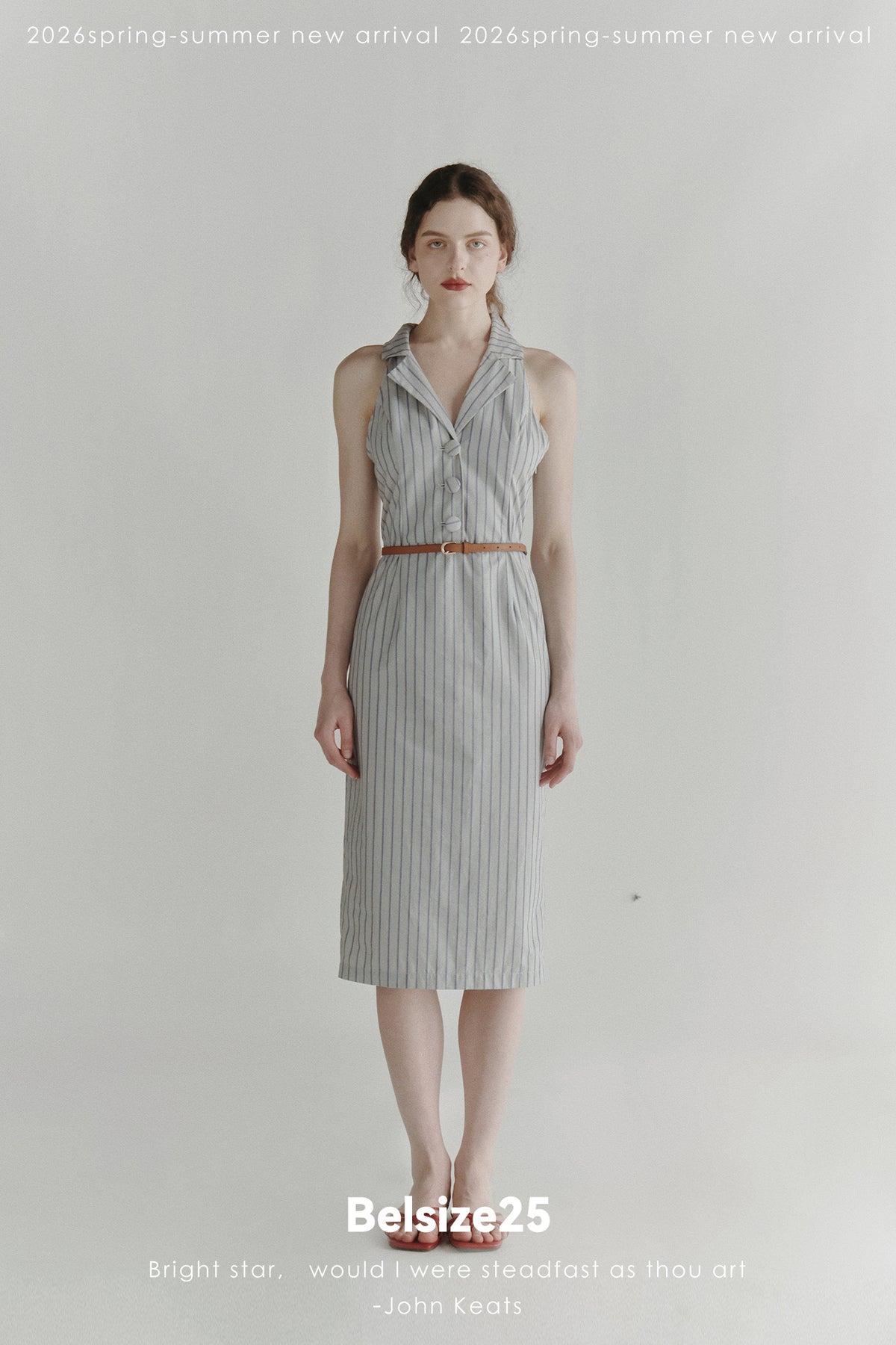Blue Horizon Striped Tailored Midi Dress