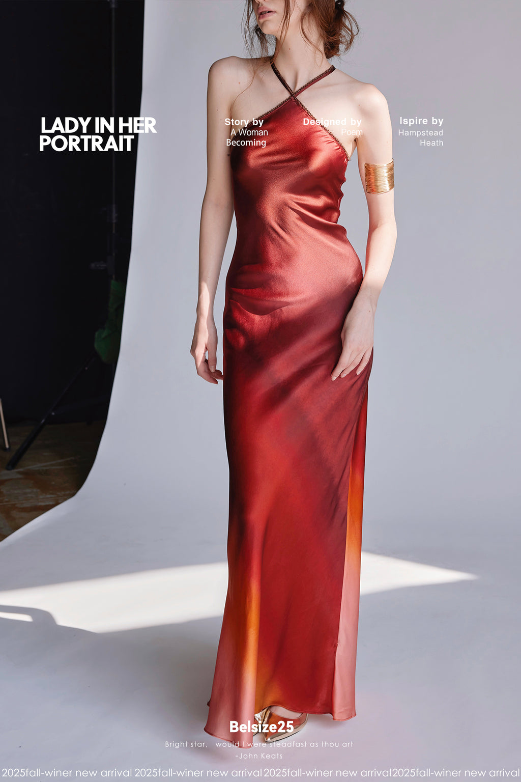 Flash Dress Exclusive gradient print halter neck gown made of heavyweight silk