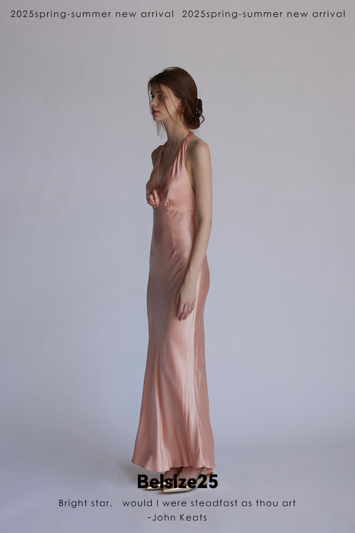 Coral dress Coral pink, orange, and rose backless vacation dress