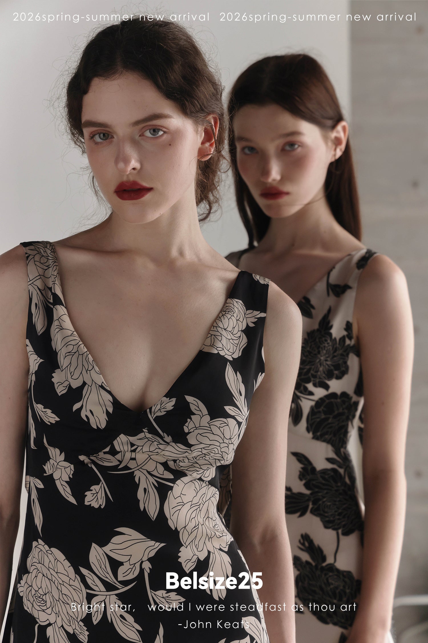 Black & Cream Floral V-Neck Midi Dress