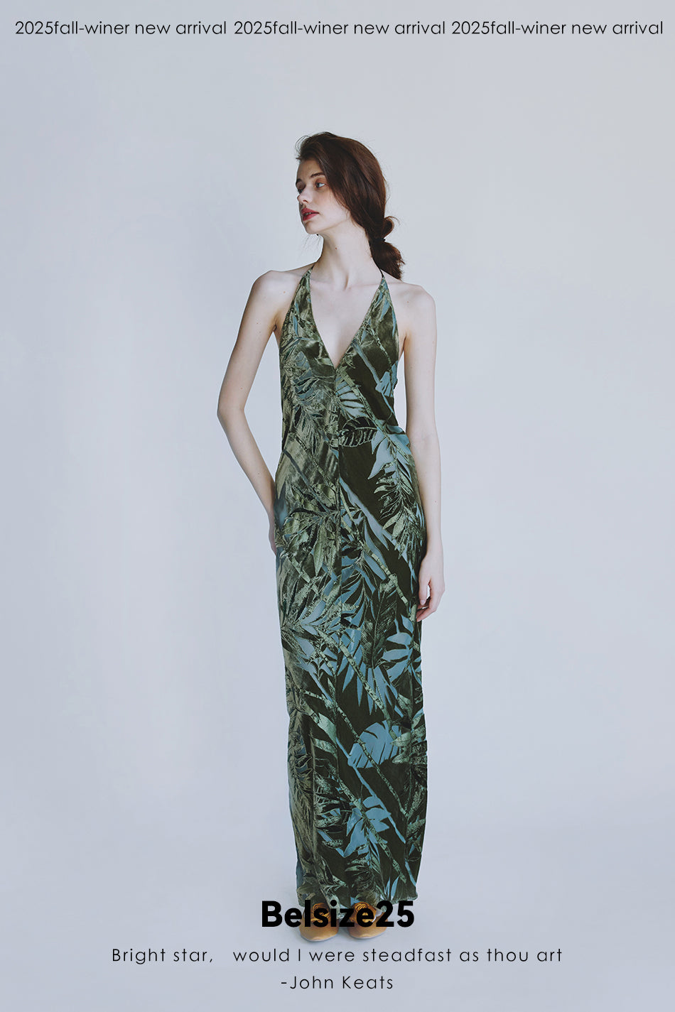 Mayfair Series 2 Silk jacquard velvet halter neck backless V-neck evening dress