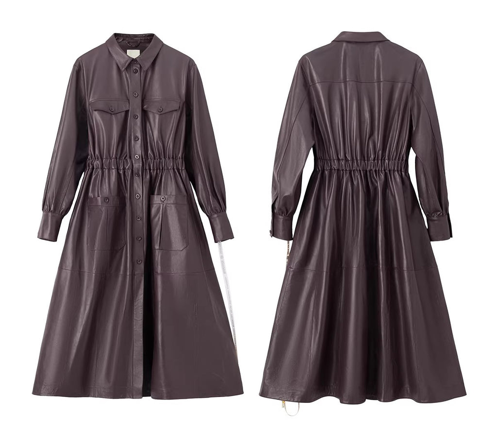 The Precision Trench Killer trench coat, heavyweight pure sheepskin, fitted waist long trench coat