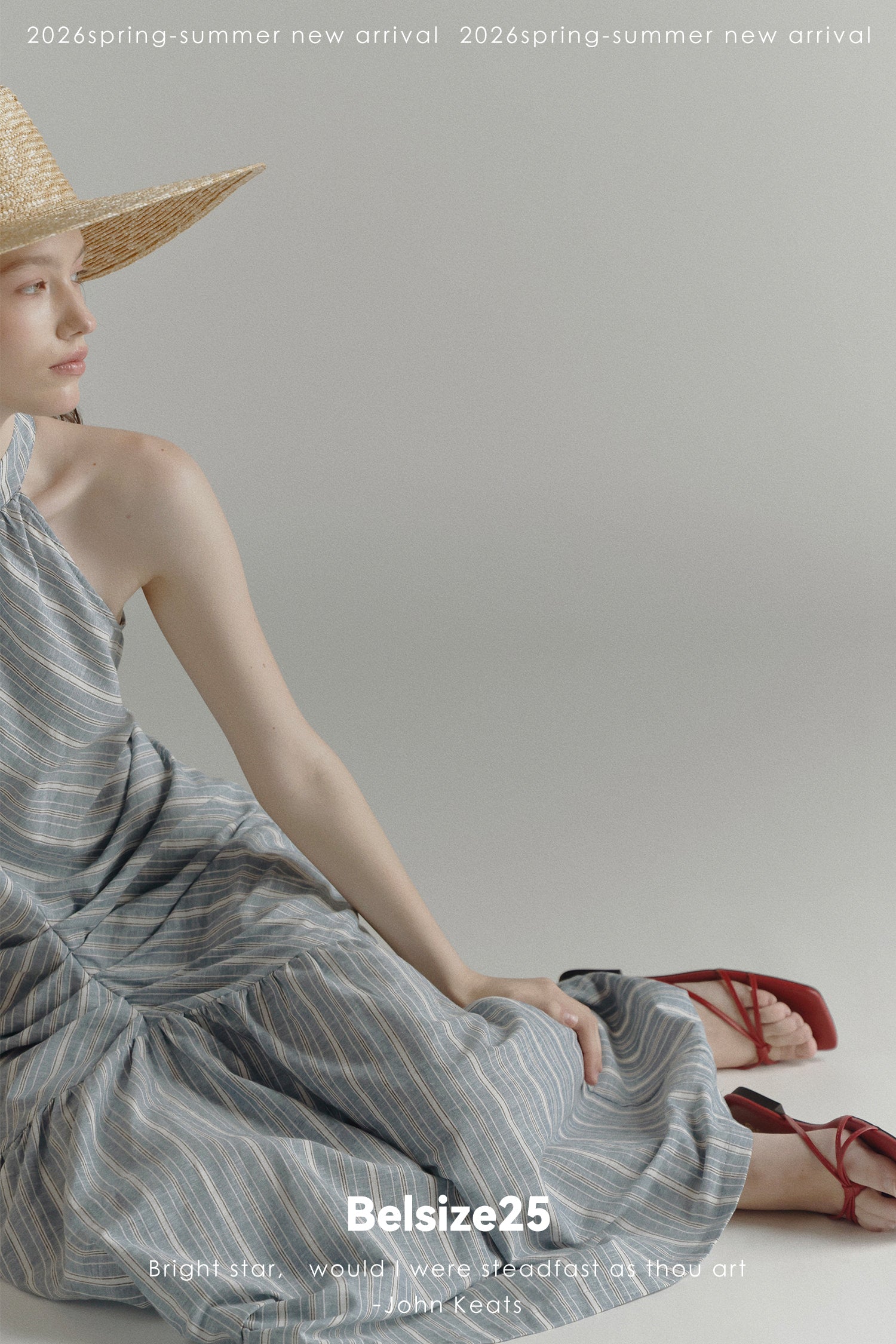 Blue Stripe Halter Neck Ruched Maxi Dress