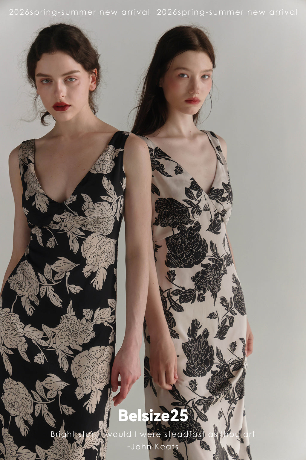 Black & Cream Floral V-Neck Midi Dress
