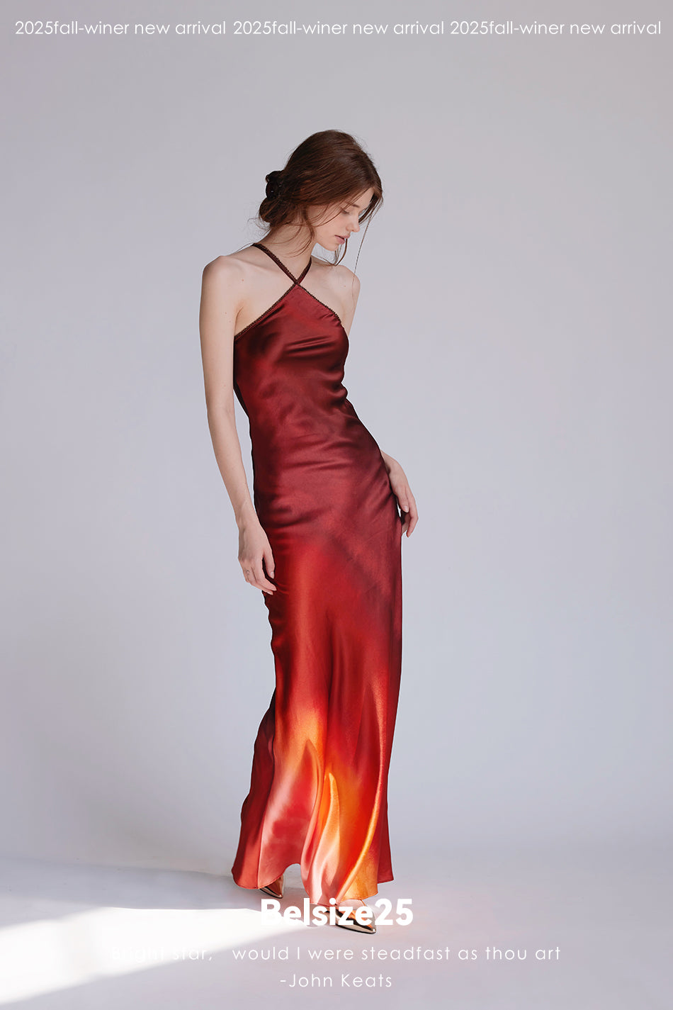 Flash Dress Exclusive gradient print halter neck gown made of heavyweight silk
