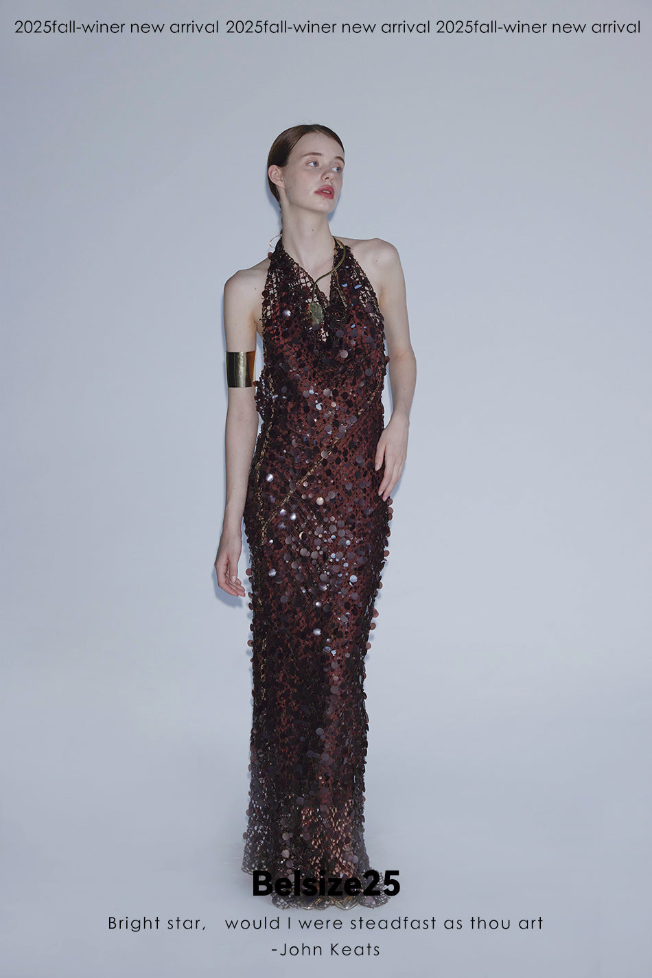 Mayfair Series 2 Heavy-duty mesh sequin halter neck evening gown