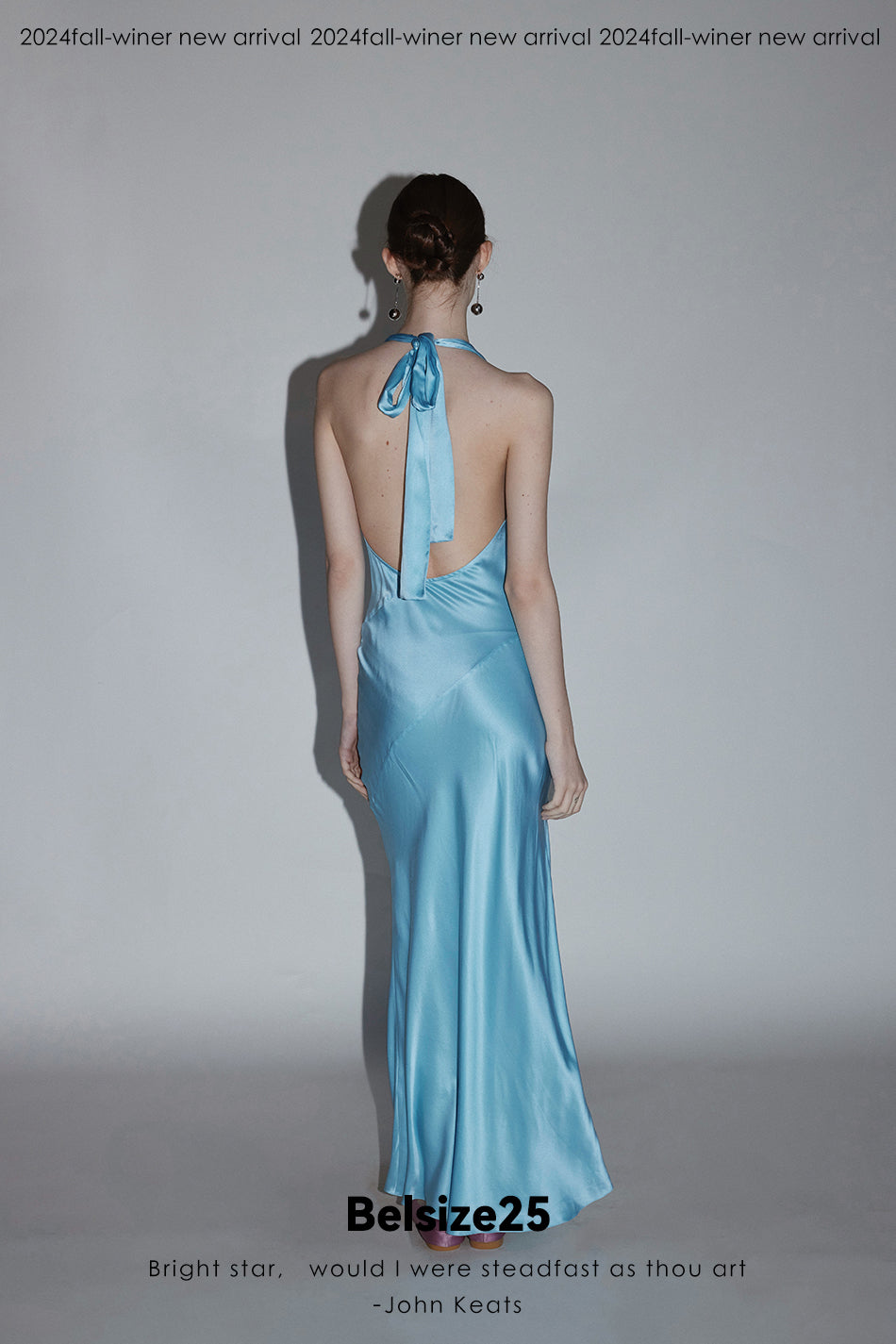 Mayfair series—crystal square Crystal square buckle halter neck dress