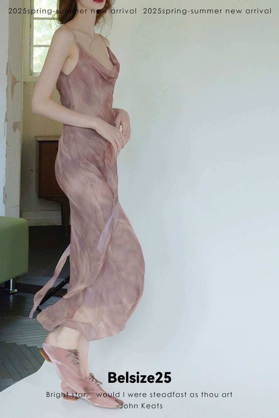 Lumen Printing—Nude Pink Long and short deconstructed slip dress