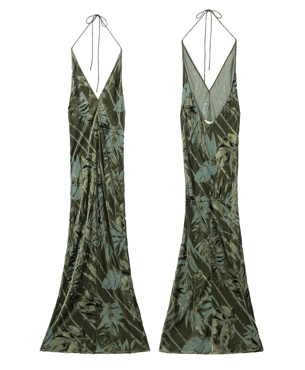 Mayfair Series 2 Silk jacquard velvet halter neck backless V-neck evening dress