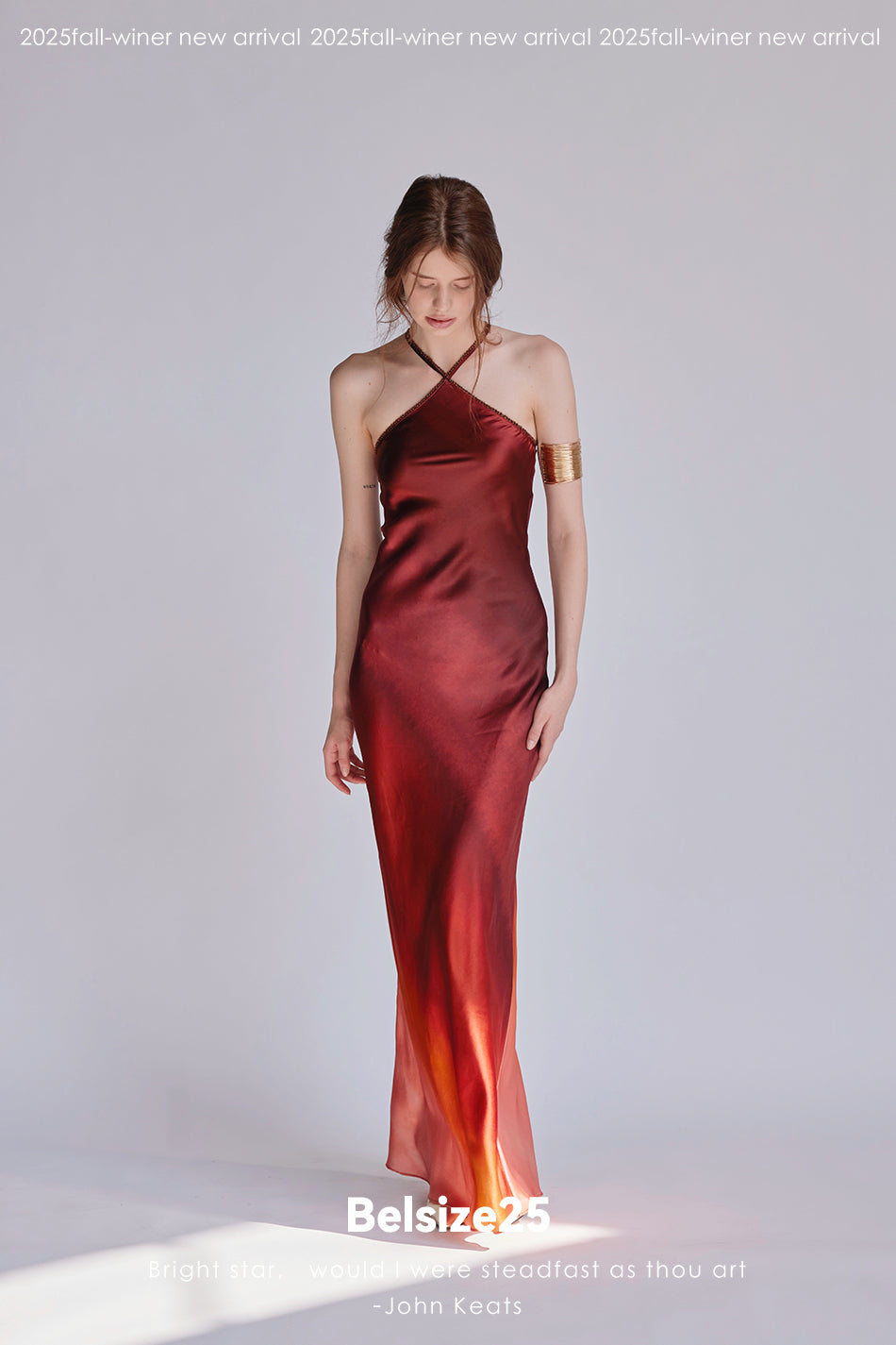 Flash Dress Exclusive gradient print halter neck gown made of heavyweight silk