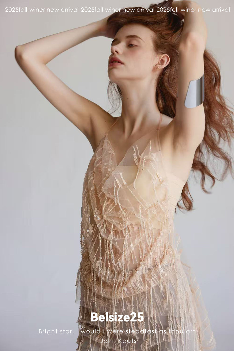 Mayfair Series 2 Sequined beaded tassel mesh cover-up double-layer deconstructed skirt