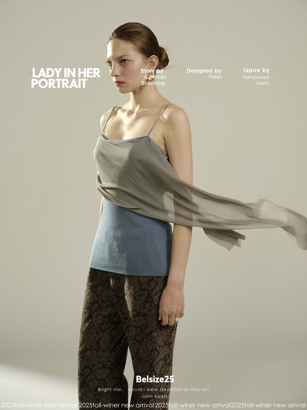 Multiple ways to wear ribbon-style color-blocked mesh patchwork wool camisole