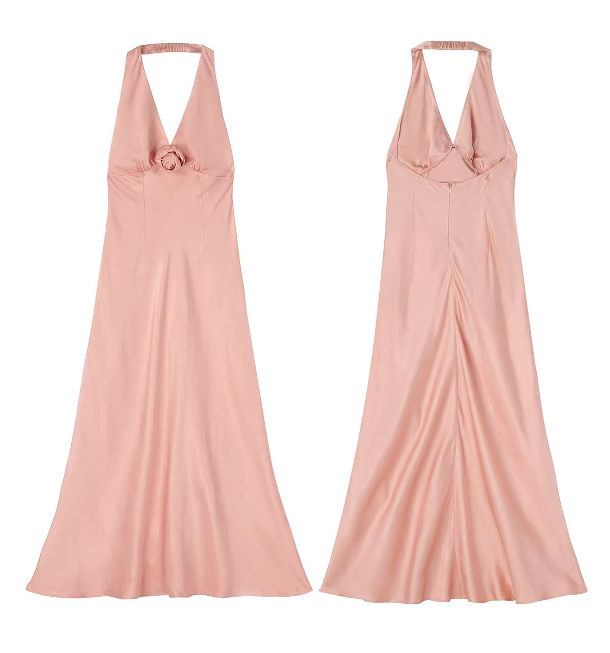 Coral dress Coral pink, orange, and rose backless vacation dress
