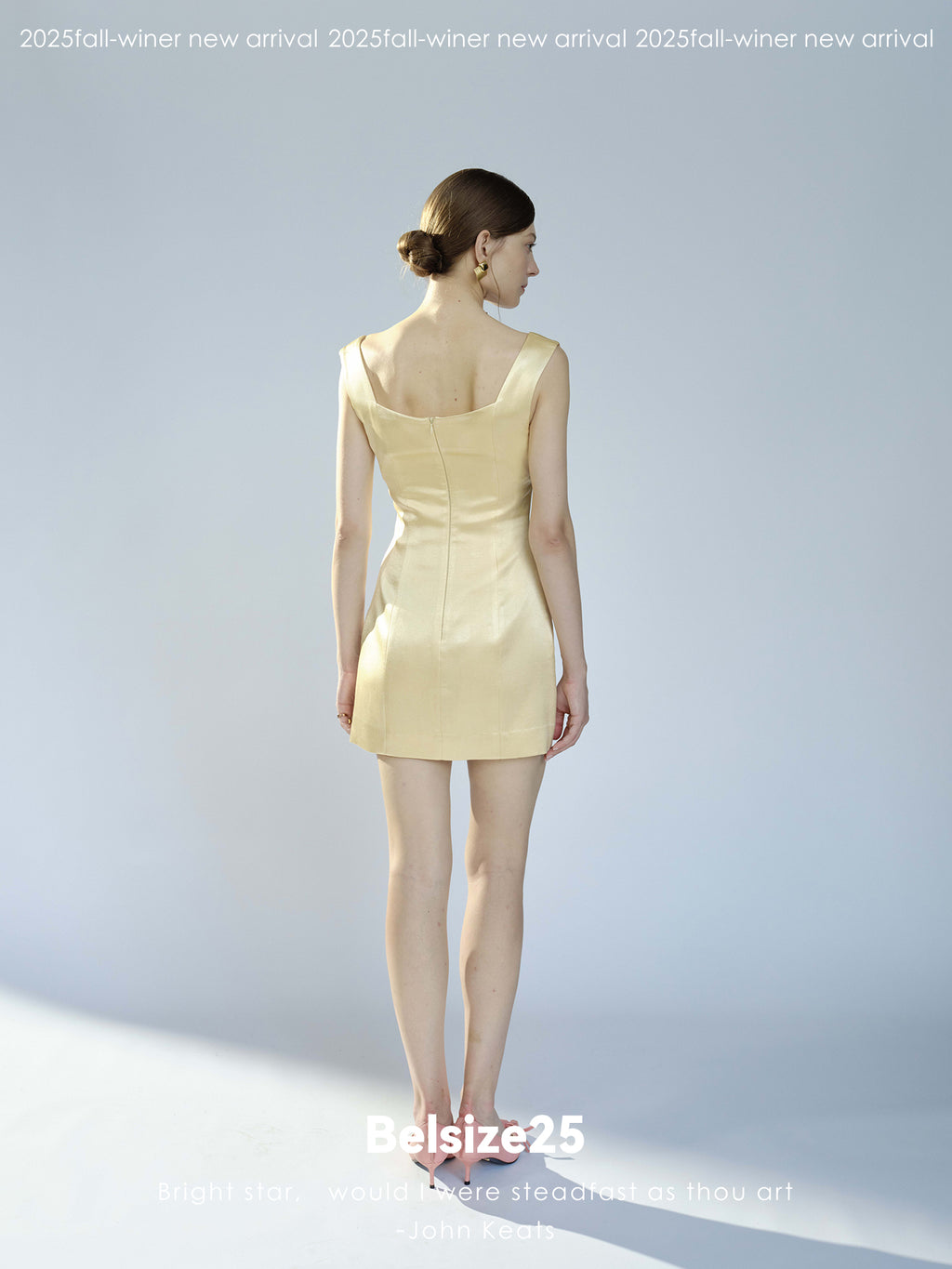 Golden Time Heavyweight satin super slim-fit three-dimensional segmented square neck mini skirt