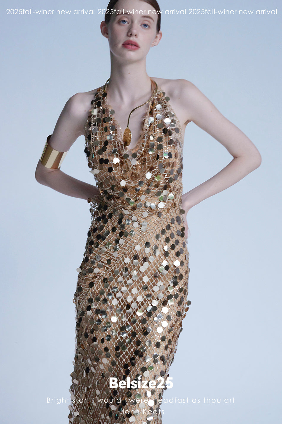 Mayfair Series 2 Heavy-duty mesh sequin halter neck evening gown