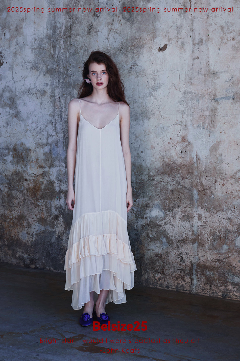Layers dress Pure mulberry silk halter dress with an intricate hem