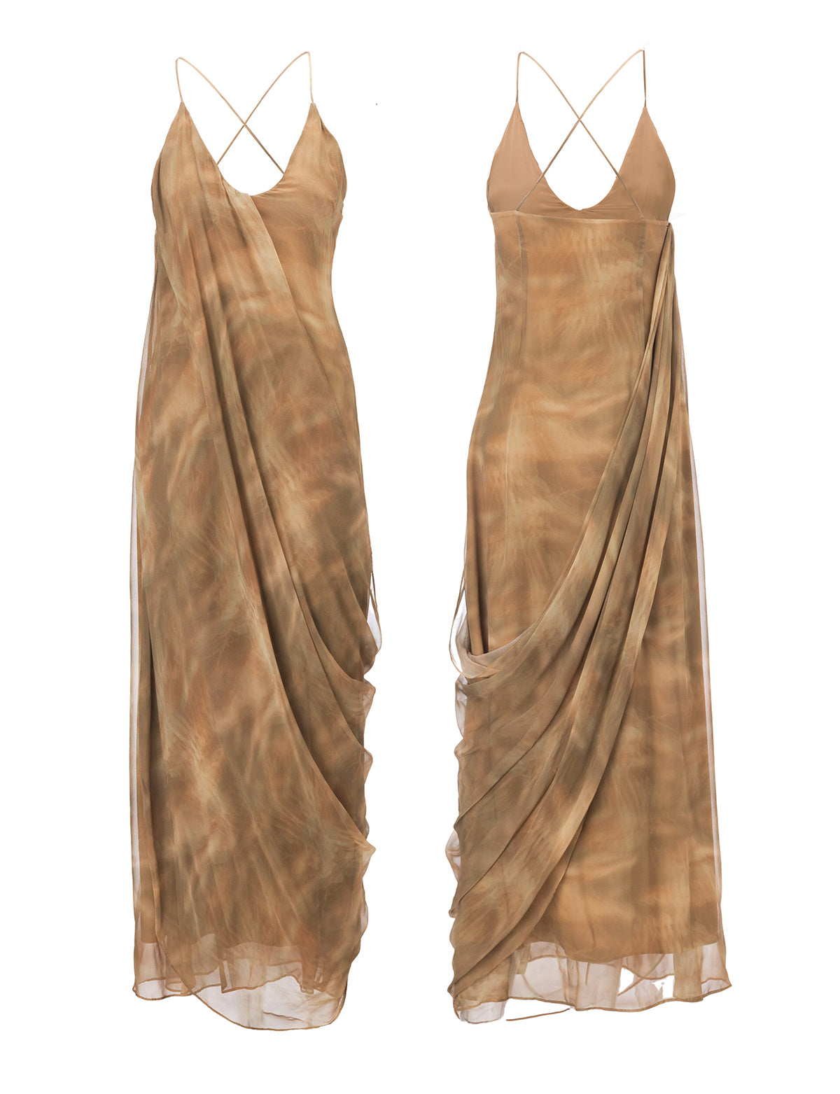 Lumen Printing Smoky Oud draped draped silk exclusive printed resort dress