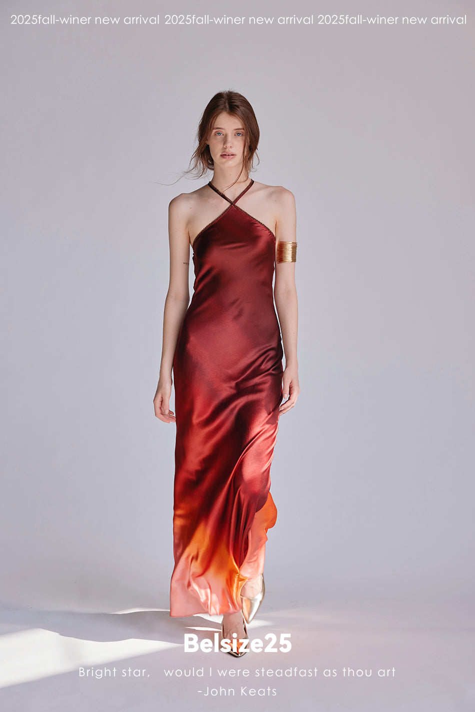 Flash Dress Exclusive gradient print halter neck gown made of heavyweight silk