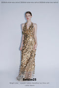 Mayfair Series 2 Heavy-duty mesh sequin halter neck evening gown