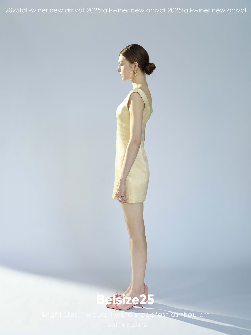 Golden Time Heavyweight satin super slim-fit three-dimensional segmented square neck mini skirt
