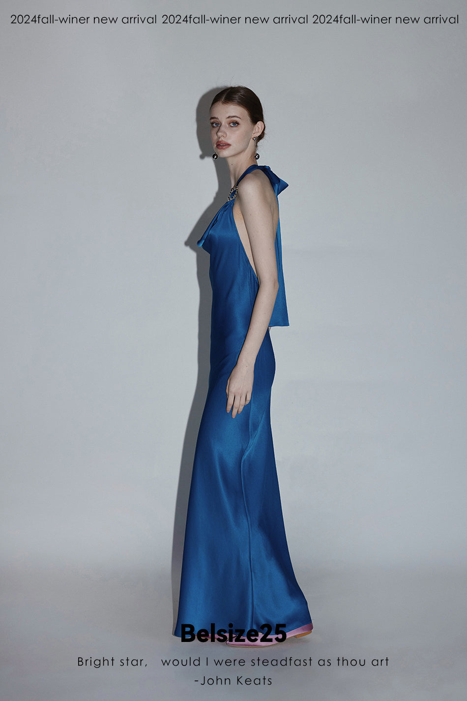 Mayfair series—crystal square Crystal square buckle halter neck dress