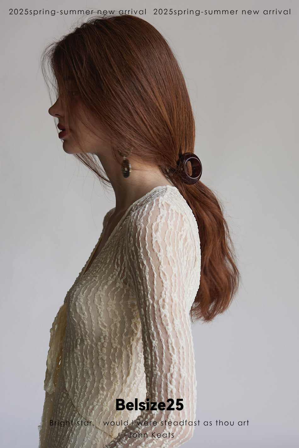 Trumpet dress Flared sleeve knit lace sheer tie dress
