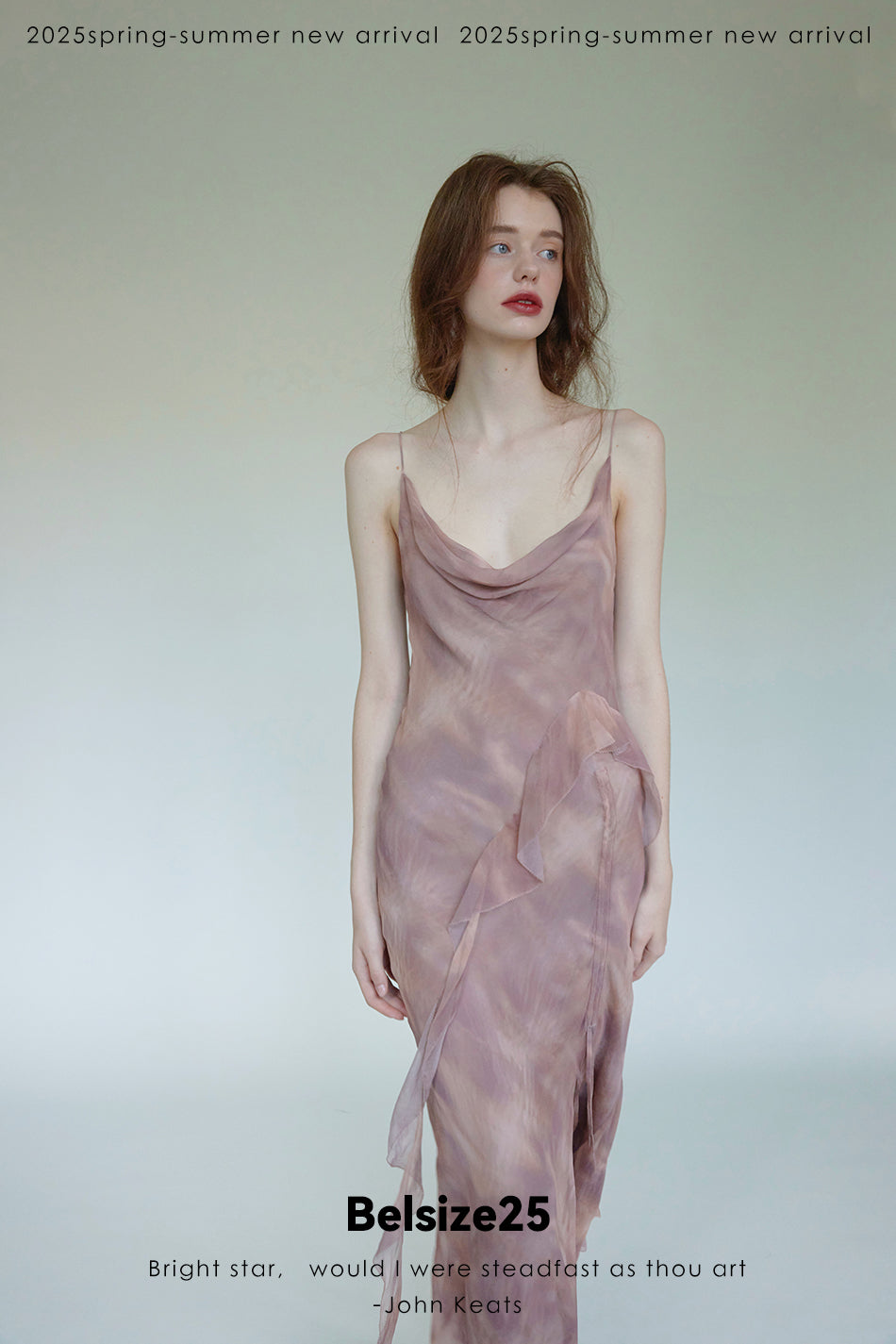 Lumen Printing—Nude Pink Long and short deconstructed slip dress