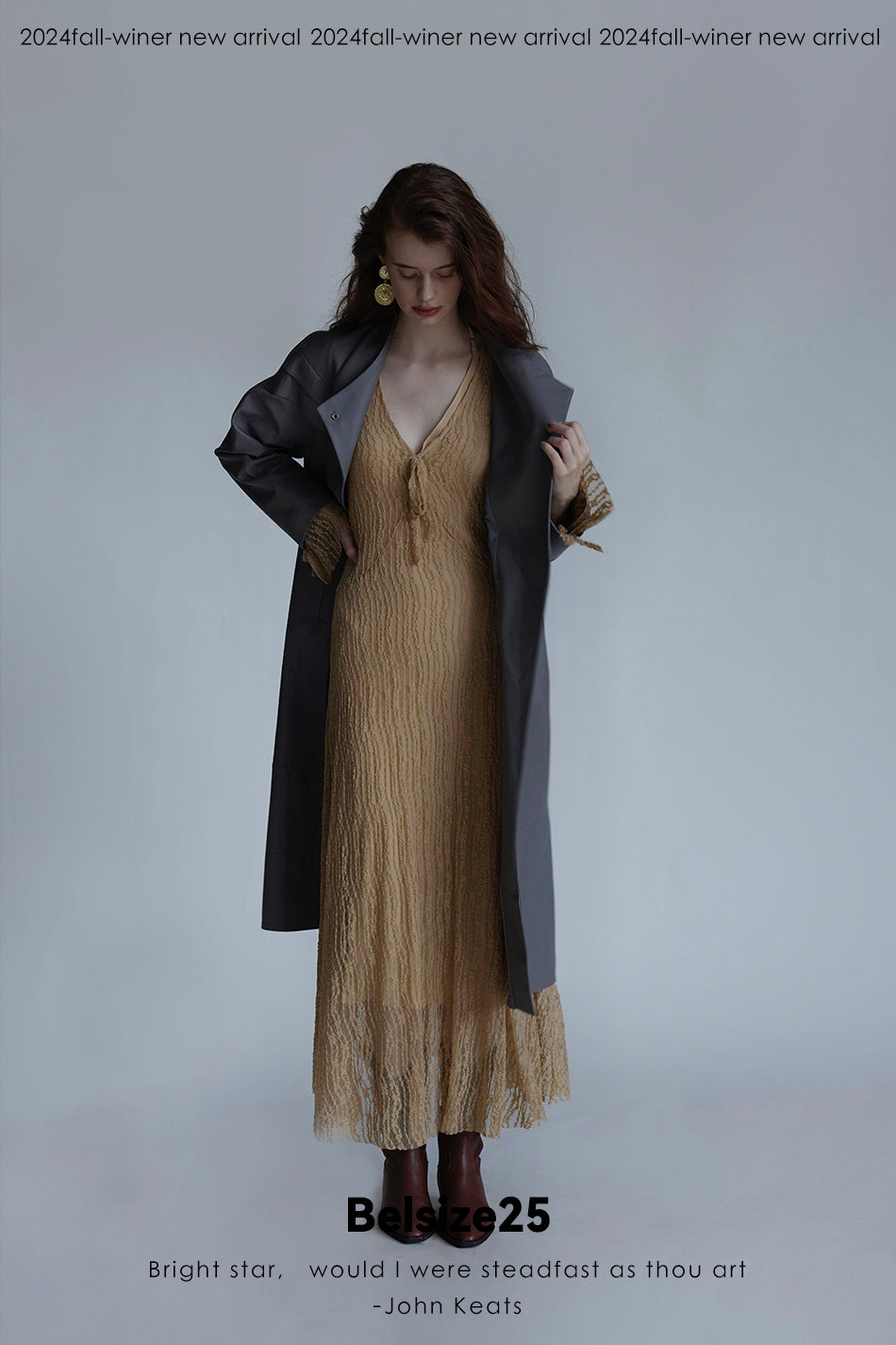 Dove suade Pigeon Grey Sheepskin Stand Collar Single-Button Loose Mid-Length Trench Coat