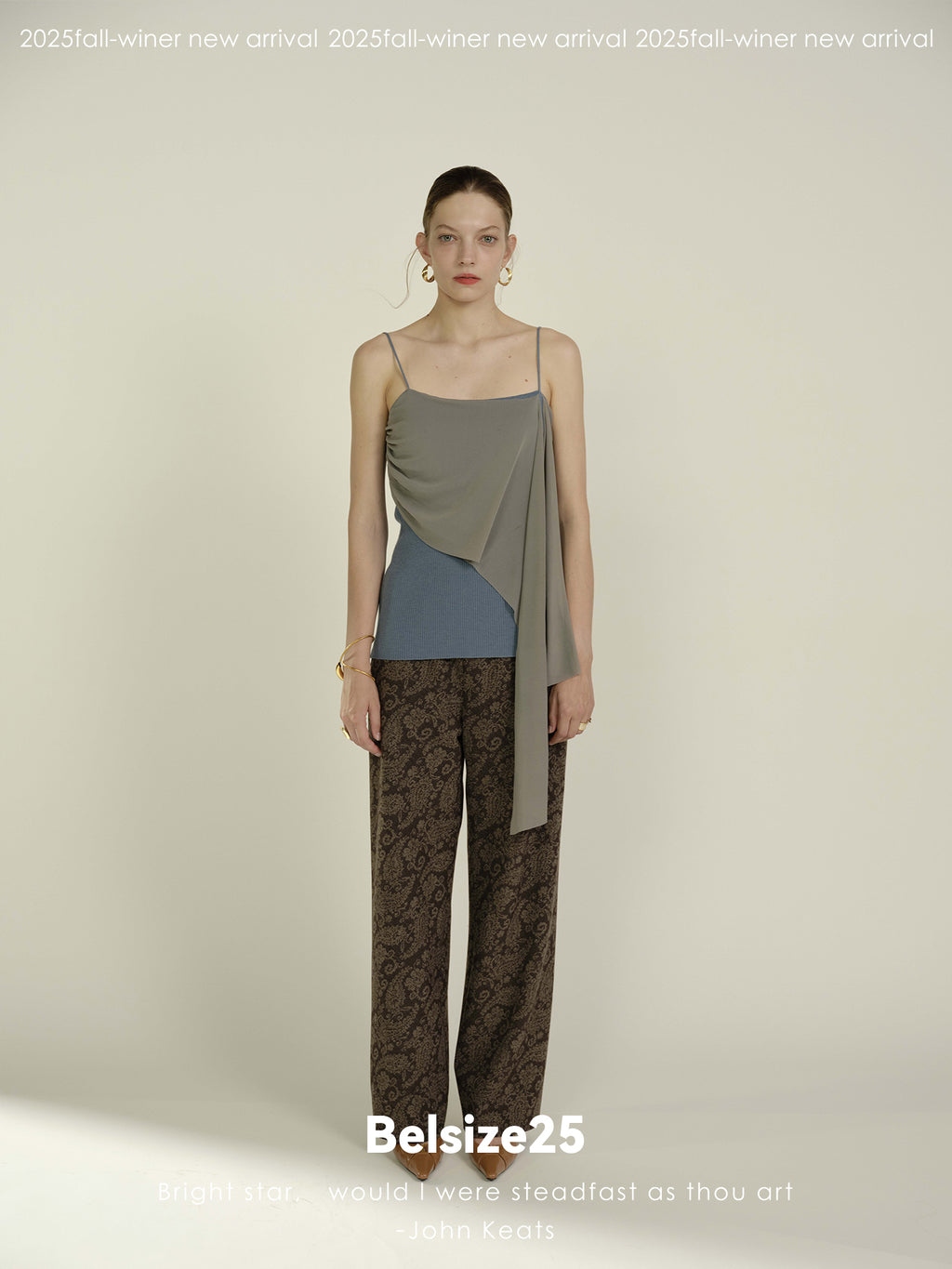 Multiple ways to wear ribbon-style color-blocked mesh patchwork wool camisole