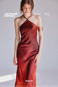 Flash Dress Exclusive gradient print halter neck gown made of heavyweight silk