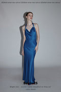 Mayfair series—crystal square Crystal square buckle halter neck dress