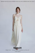 Silent Mode Series Silk resort dress with hand-woven rope floor-length straps