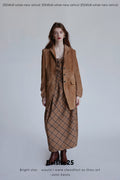 Nuback suit Pigskin suede Maillard lapel H-line mid-length suit jacket